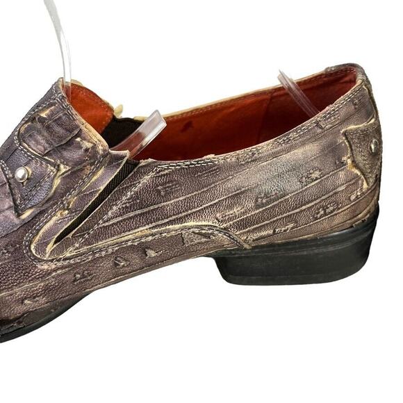 Robert Wayne Western Vegas Mens Loafers Leather Rustic Studded Slip On Shoes 7 - Picture 4 of 16